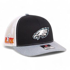 Philadelphia Eagles Super Bowl LIX 3D Snapback Trucker Hat- Black/ White/ Grey
